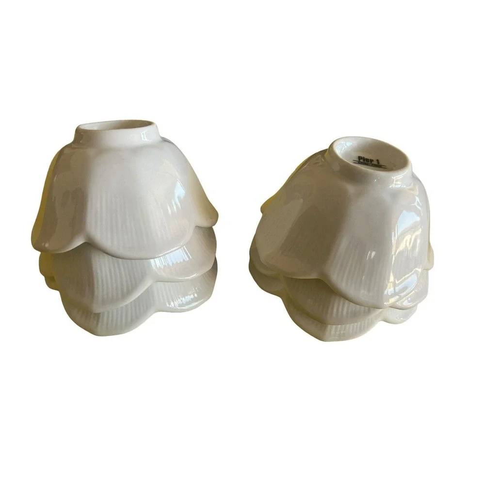 Pier 1 Imports White Porcelain Flower Petal Dipping Bowls Set - 7 Lotus 4.5 inch